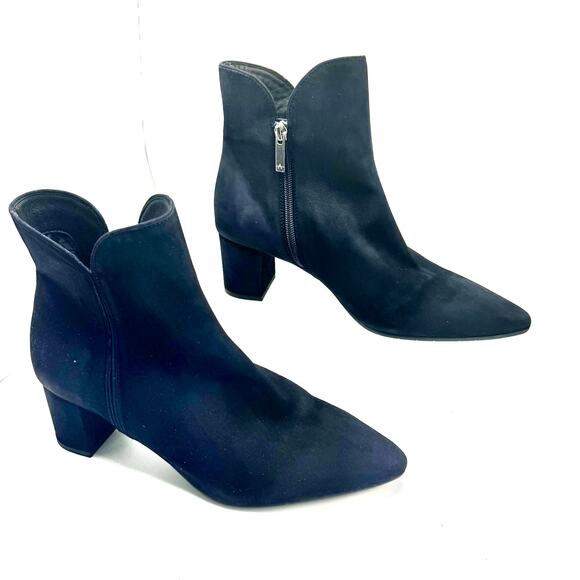 AQUATALIA WOMEN KAYLANI BLUE SUEDE OFFICE DRESS CUTOUT ANKLE BOOT 10.5 - Picture 2 of 12